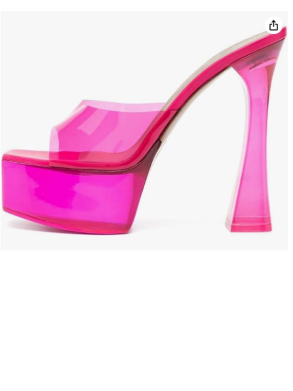 FSJ Fuchsia Clear Slip On Platform Sandals Peep Open Toe Chunky High Heels Mules
